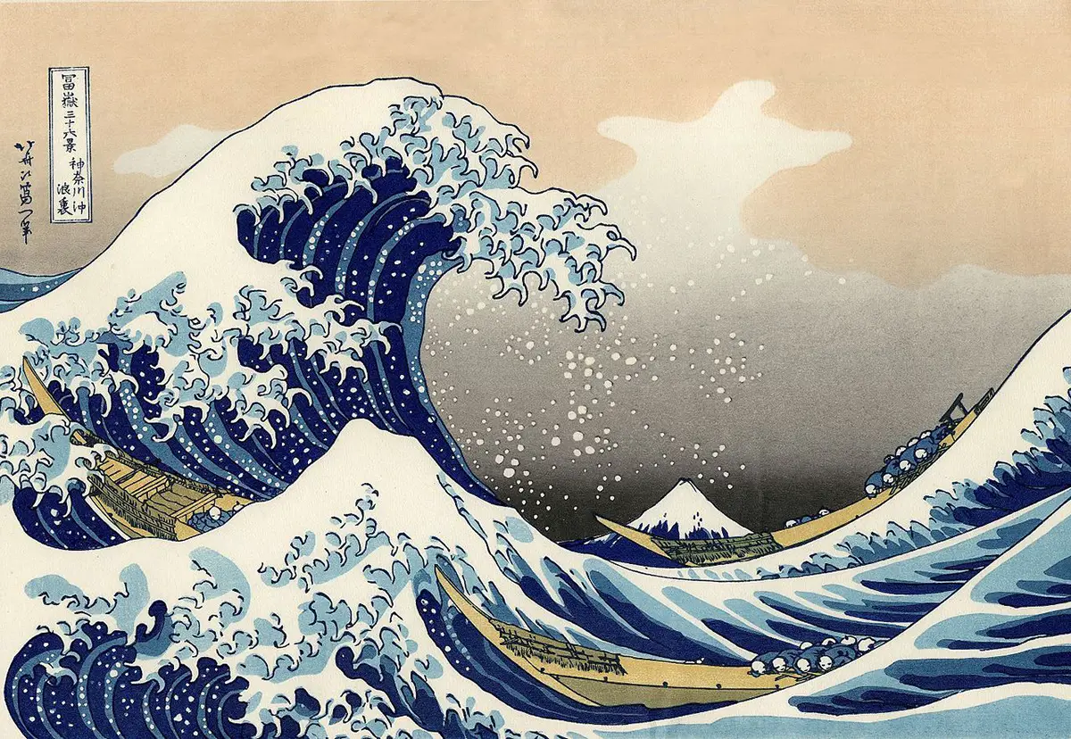 Japanese Wave Painting in Detail